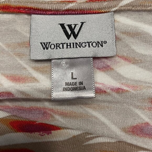 Worthington Stretch Knit Draped Neck Sleeveless Blouse Size Large - Picture 2 of 6